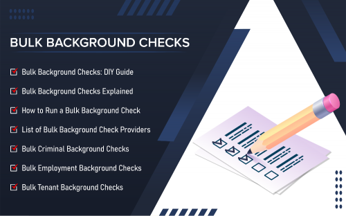 List explaining the types of bulk background checks and providers for bulk criminal, employment, and tenants