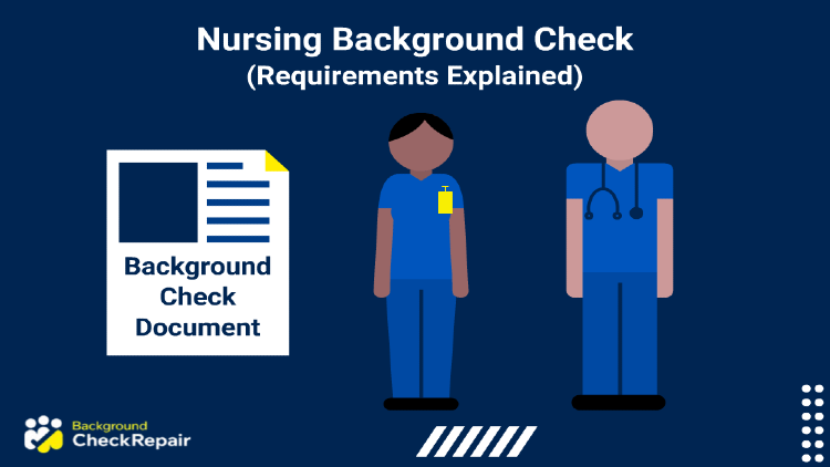 Nursing Background Check document with two medical professionals nearby.