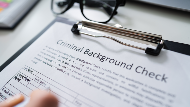 Close-up image of a criminal background check form.
