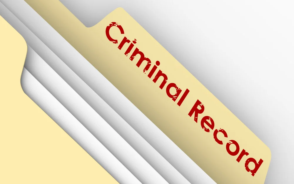 Manilla folder with the label criminal record file. 