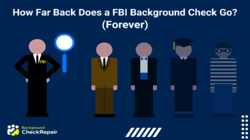 FBI man holding a magnifying glass to show how far back does a FBI background check go.