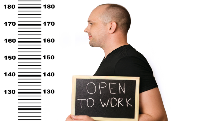 An image showing a person holding a chalkboard sign that says open to work.