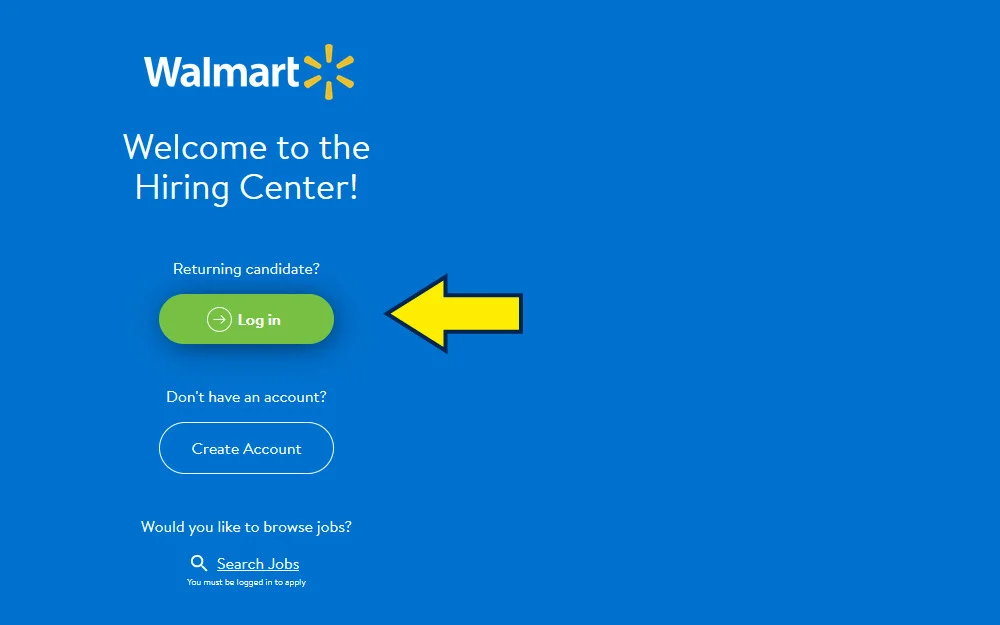 Screenshot of Walmart application login page. 