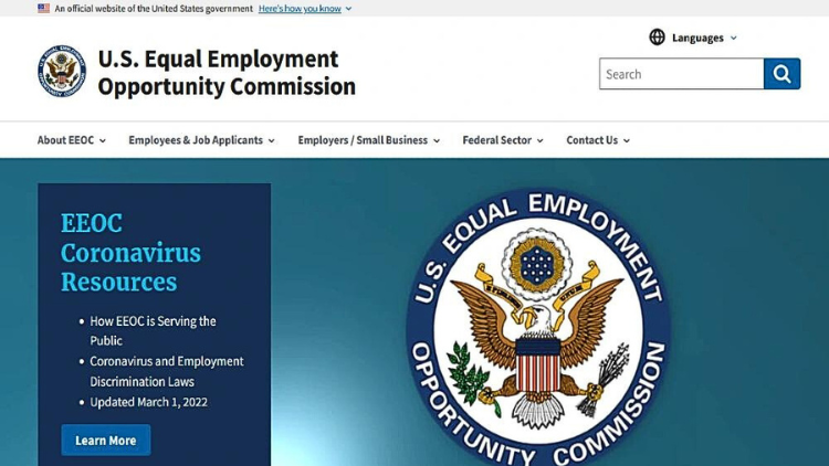 Screenshot of the US Equal Employment Opportunity Commission. 
