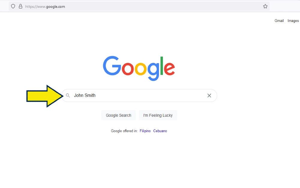 Google search of John Smith screenshot. 