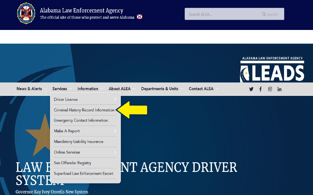 State of Alabama law enforcement website screenshot