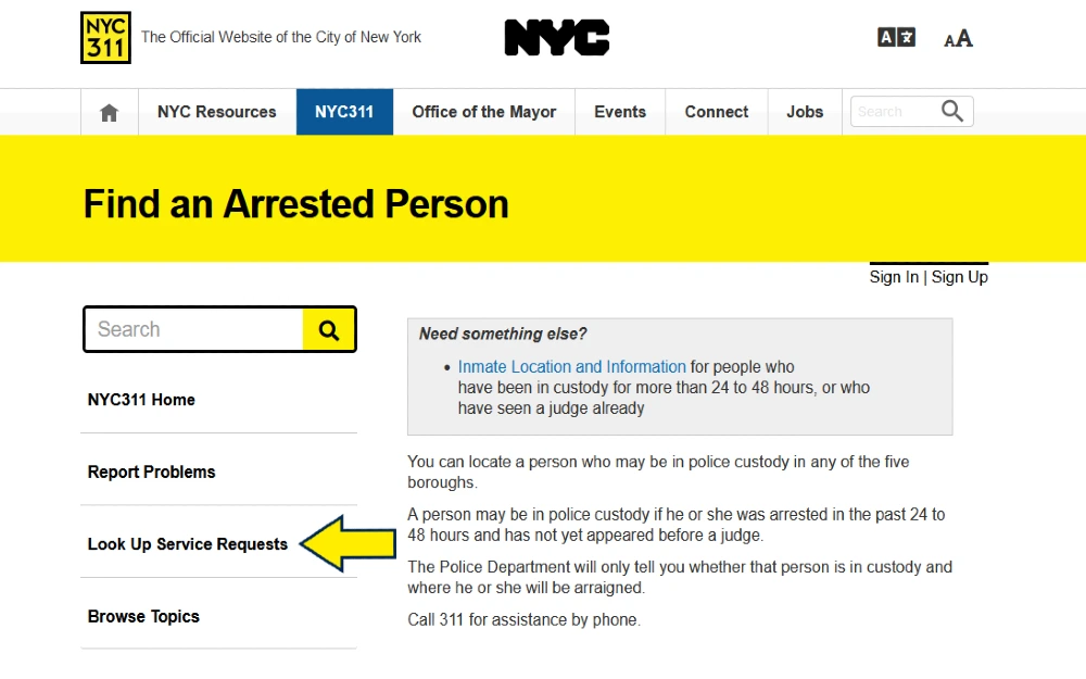 Inmate locator tool for New york arrests and central booking NYC. 