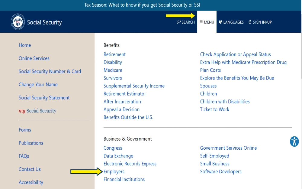 Screenshot of SSN lookup process for employers and individuals to match social security number with name free. 