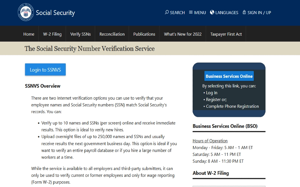 Social security number verification screenshot used for how far back do background checks go for employment