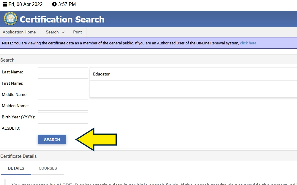 The Eudcation verification process for Alabama teachers screenshot
