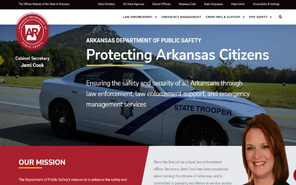 Arkansas Dept of Public safety screenshot used when conducting free criminal background check, Arkansas law enforcment tools. 