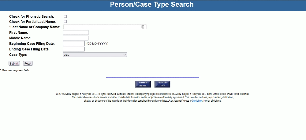 Deleware courts search featreu screenshot for learning how to know if you have judgements against you in Delaware by searching cases in court. 
