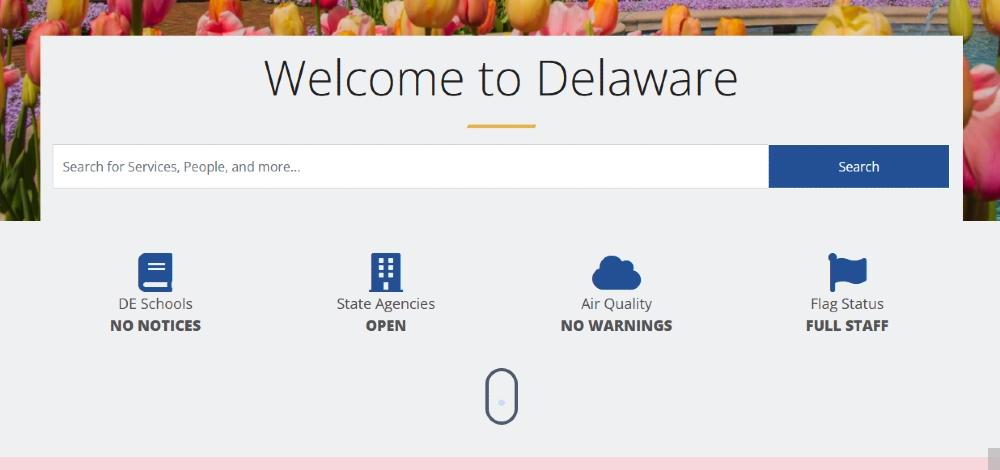 State of Delaware website screenshot for accessing state agencies that do Delaware criminal background check. 