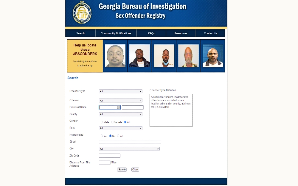 Free Georgia backgorund check portal for searching sex offender registry in Georgia. 