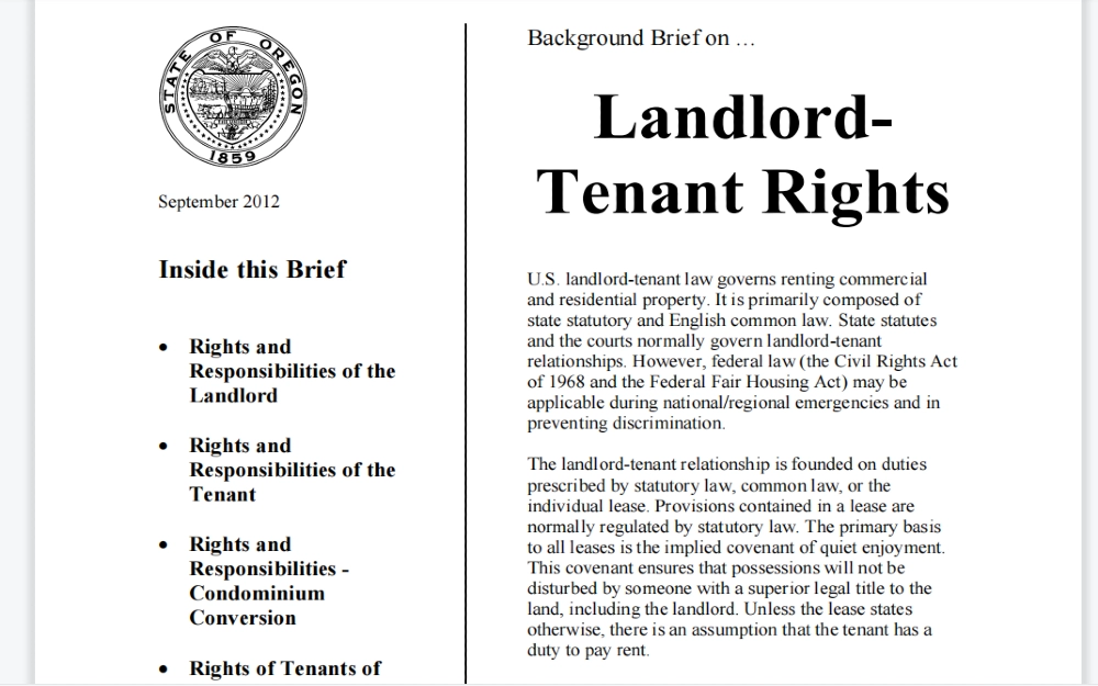 Screenshot of the state f oregon landlord tenant rights document outlining how far back does a background check go for an apartment and how far back does an apartment background check go