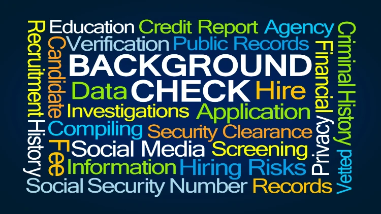 "Background check" surrounded by words related to background checks.