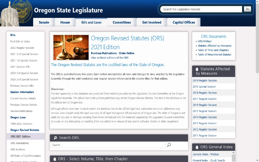 Screenshot of oregon state legislature statutes outlining does a police detention go on your record and does detention go on your permanent record.
