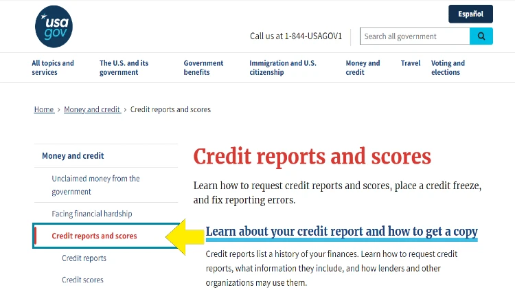 USA .gov credit report screenshot showing options for credit reports and scores that can be included in an international background screening conducted by international background check companies.