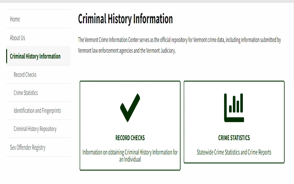 How to obtain criminal history records in vermont for Vermont backgorund check, showing records checks in Vermont. 
