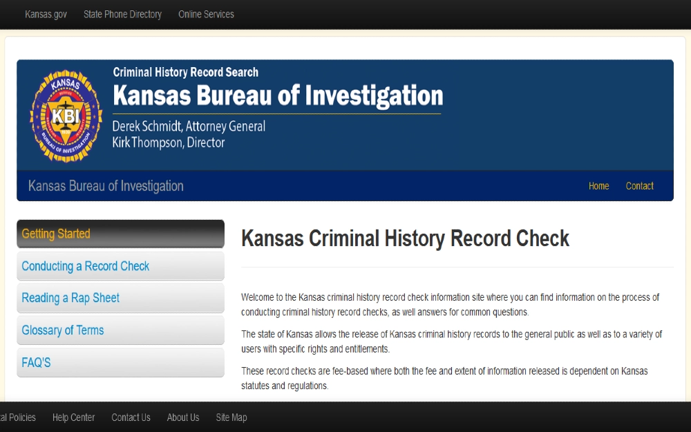 Kansas bureau of investigation background check screenshot used to conduct kansas gun background check, Kansas. 