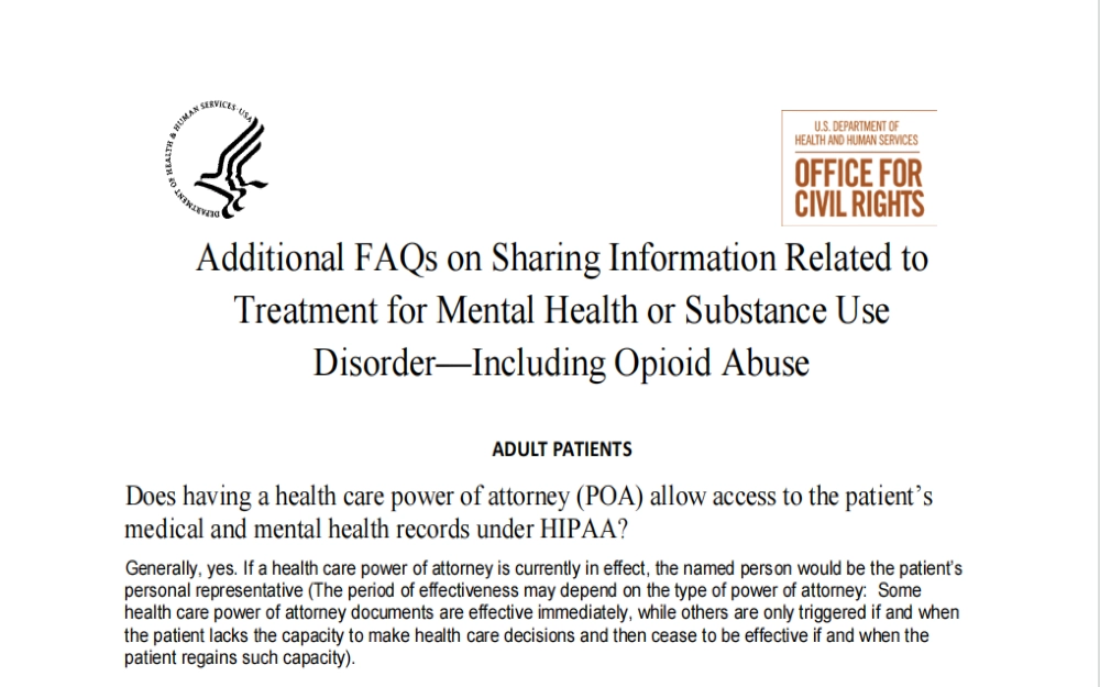 HIPPA screenshot of FAQs about does going to a psych ward go on your record. 