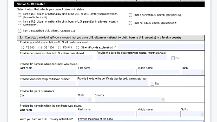 Citizenship documentation screenshot required for secret security clearance background check processes. 