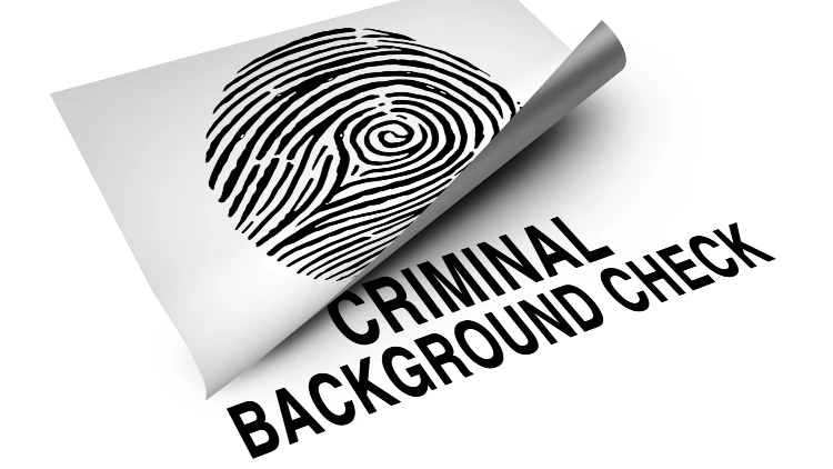Fingerprint on a white paper for a criminal background check.