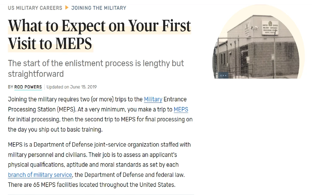 US marine corps background check, Army background check and other branches of the military all start with first visit to MEPS for processing. 