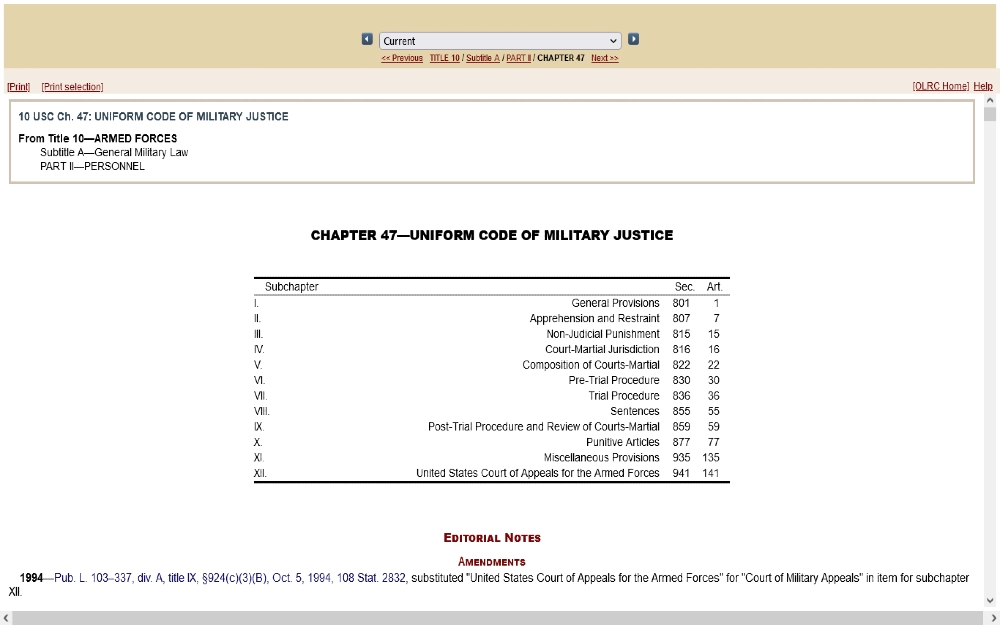 Uniform code of military justice screenshot that outlines the rules of a court martial and can indicate does a dishonorable discharge show up in a background check. 
