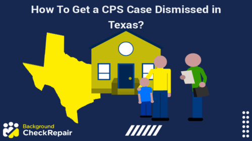 Parent trying to retain their child from a Texas DFPS agent in front of their home and wondering how to get a cps case dismissed in Texas and what cps can and cannot do in Texas state on the left.