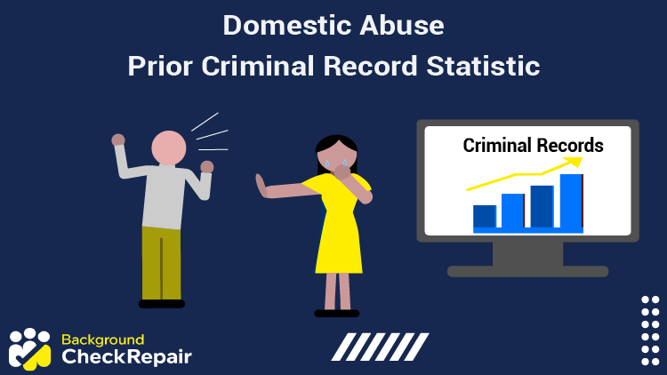 Chart showing domestic abuse: prior criminal record statistics and family violence statistics by year demonstrated by a man yelling at a woman crying.