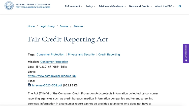 Image screenshot of what is fair credit reporting act