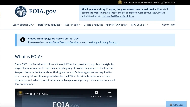 Image screenshot explaining what is FOIA
