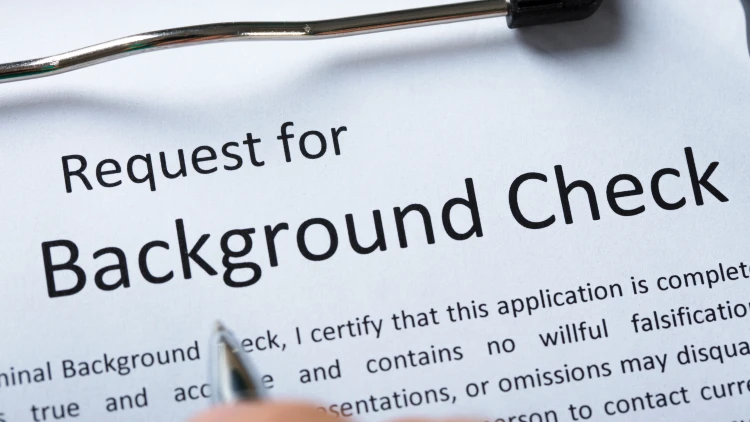 Close up image of a request for background check form