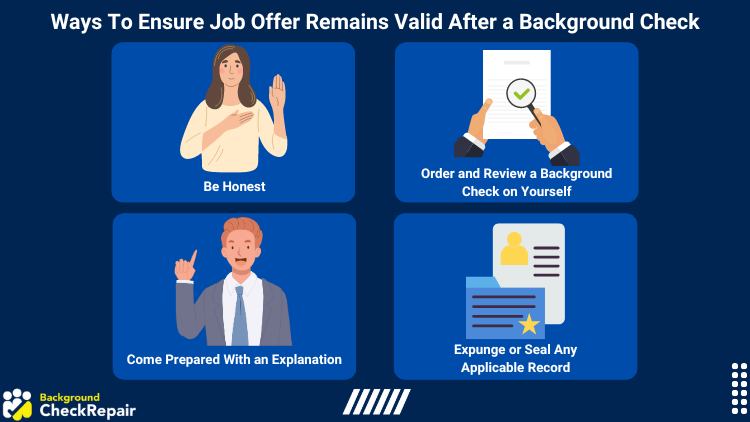 Graphic on ways to ensure your job offer remains valid after a background check
