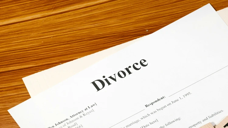 Close up image of divorce title on paper