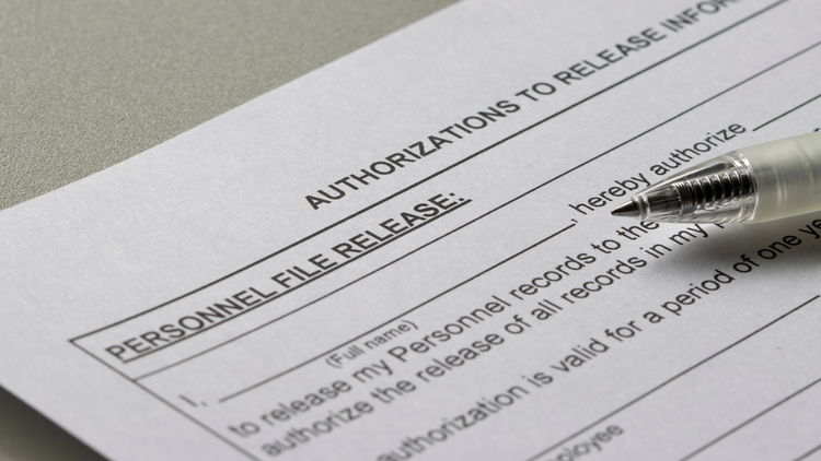  A form with a section titled "Authorizations to Release Information" for providing personal file release details.