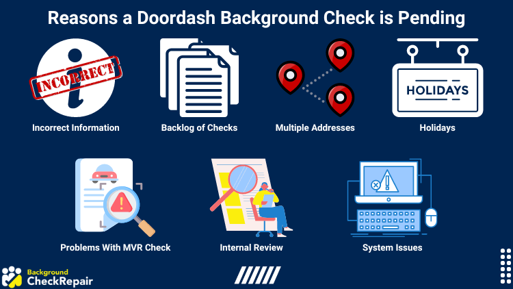 Graphic illustration of the reasons a Doordash background check is pending